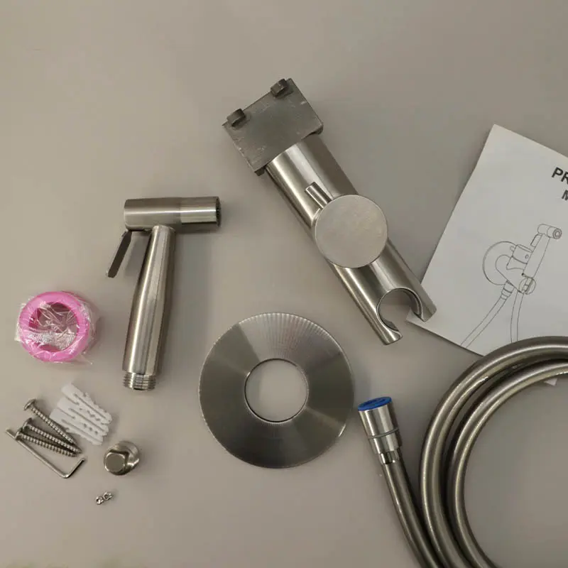 Set douchette hygiénique encastrée, inox brossé, Châtelet