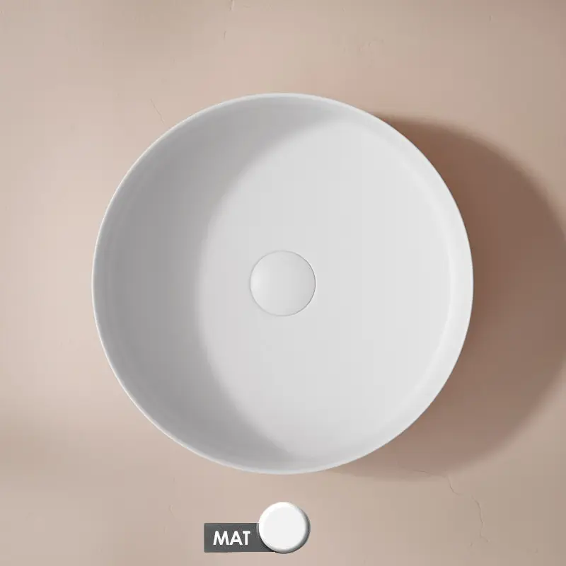 Vasque à poser cannelée, 36 cm, Blanc mat