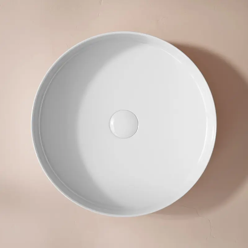 Vasque à poser cannelée, 40 cm, blanc brillant
