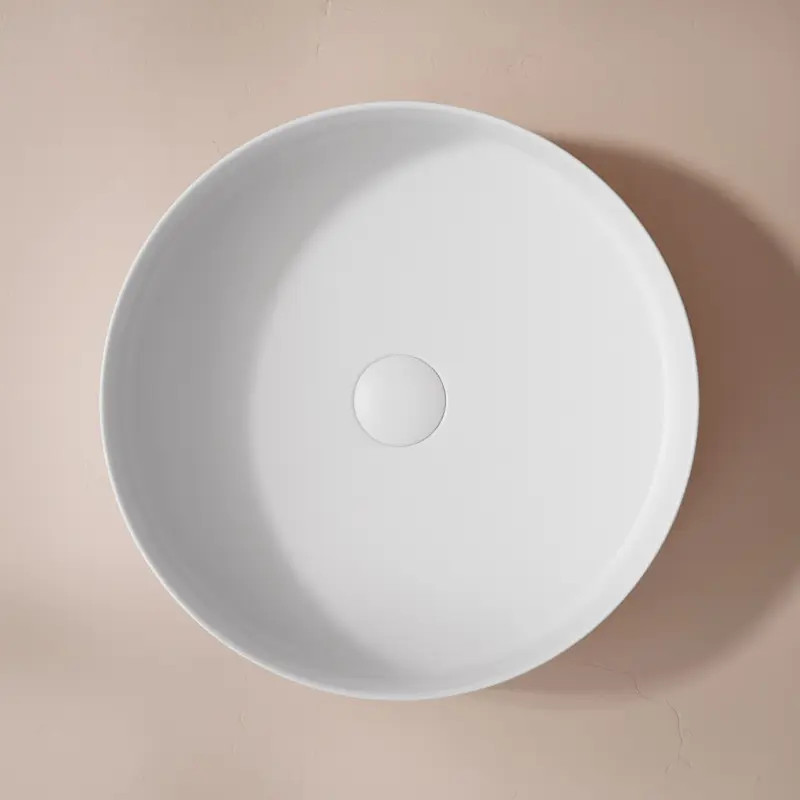 Vasque à poser cannelée, 40 cm, Blanc mat