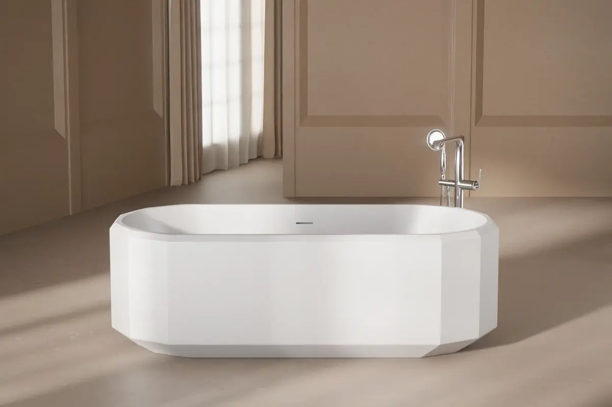  Baignoire îlot Blanc mat 170X75 Art Deco