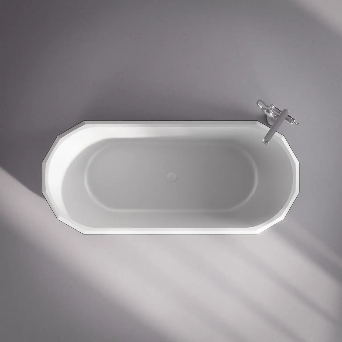  Baignoire îlot Blanc mat et liseret noir 170X75 Art Deco
