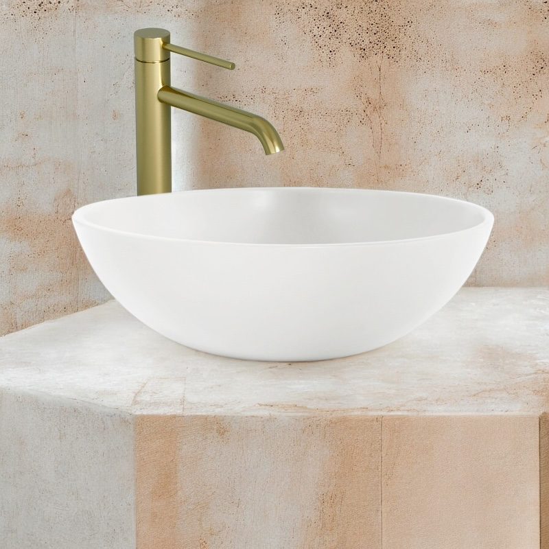 Vasque à poser ronde Ø47,5 cm, céramique, Blanc mat, made in France, Desvres