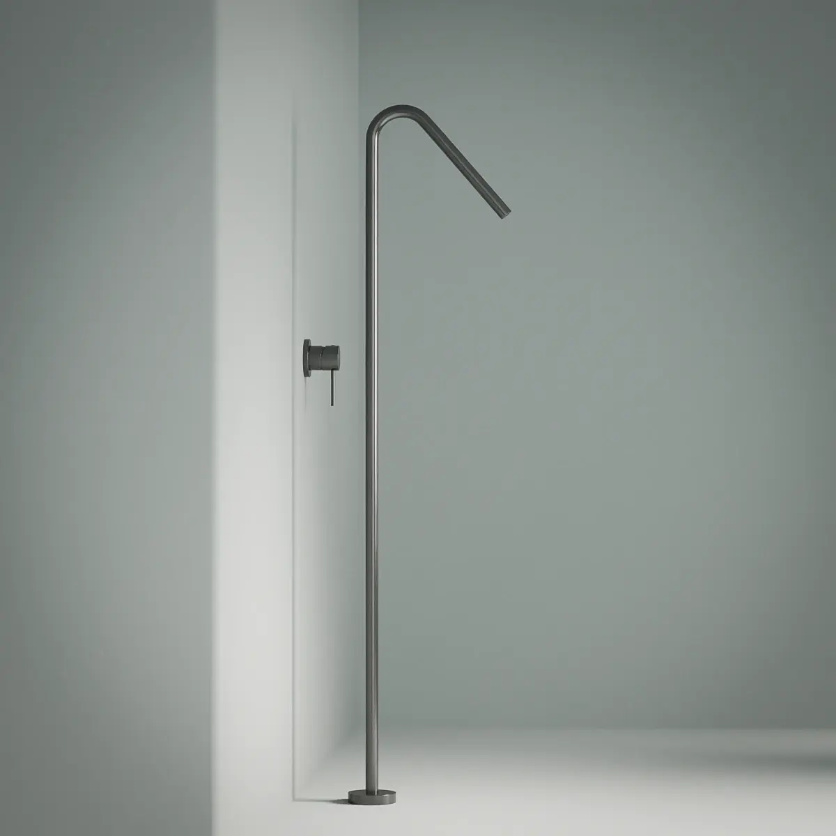 Robinet mitigeur lavabo sur pied, gun métal brossé, Châtelet