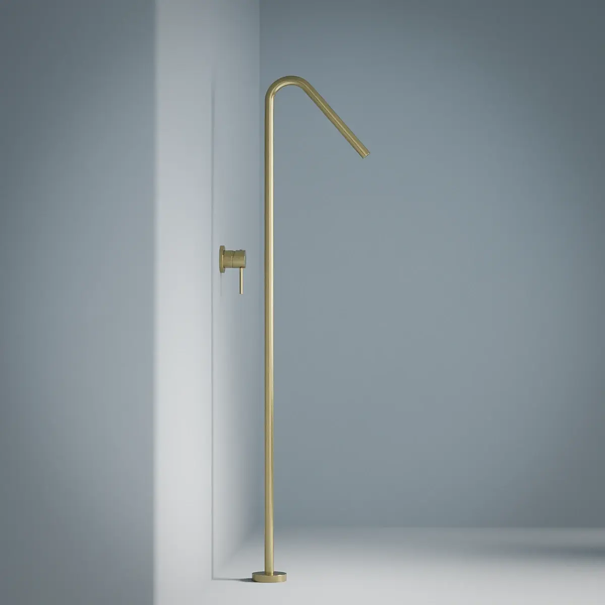 Robinet mitigeur lavabo sur pied, doré brossé, Châtelet