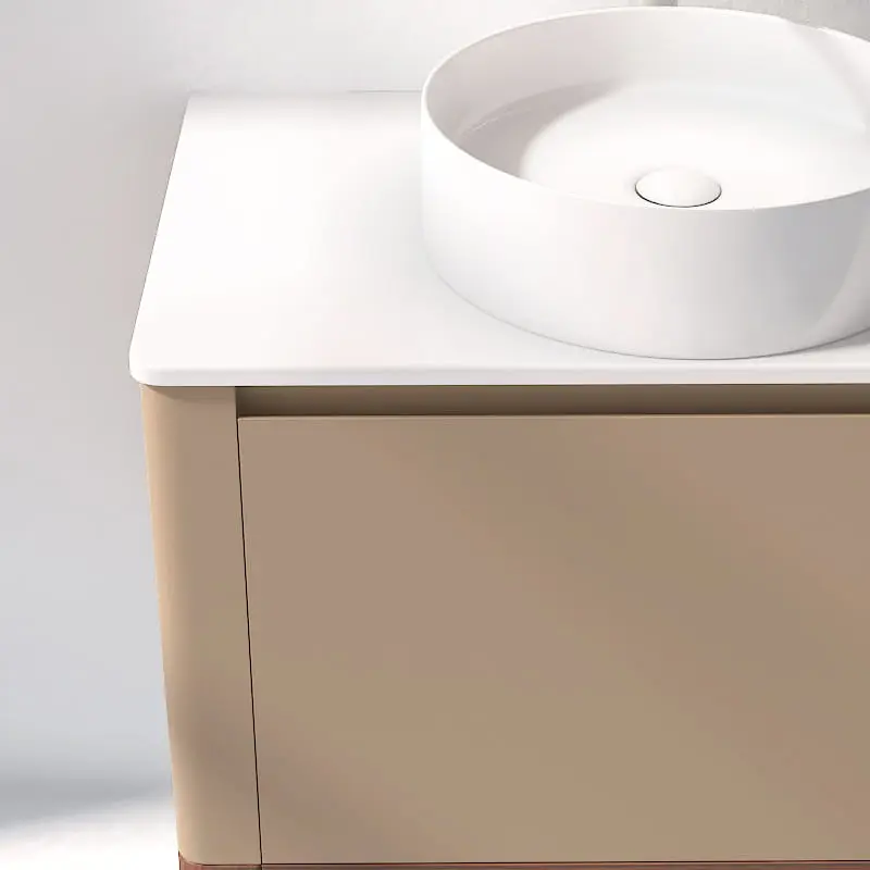 Meuble à poser cappuccino, 80 cm, avec plan en résine minérale, Panthéon