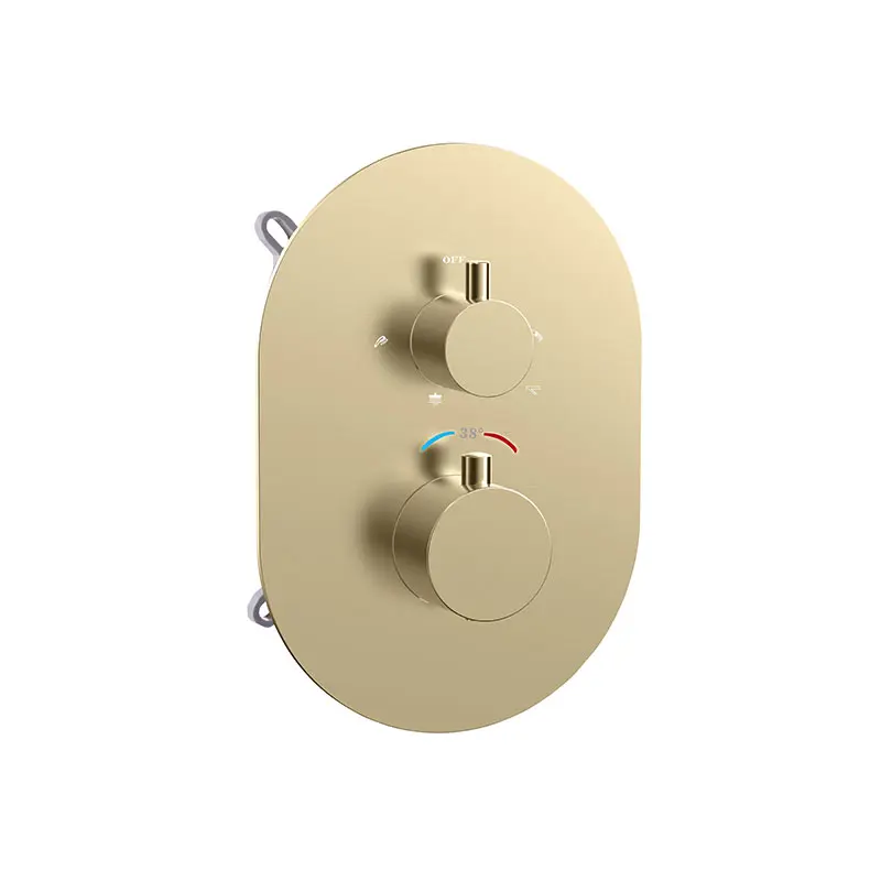 Composition de douche thermostatique avec ciel de pluie encastré doré brossé, Châtelet