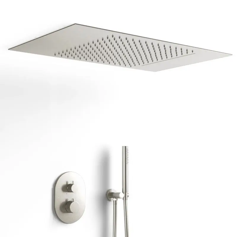 Composition de douche thermostatique avec ciel de pluie encastré inox brossé, Châtelet