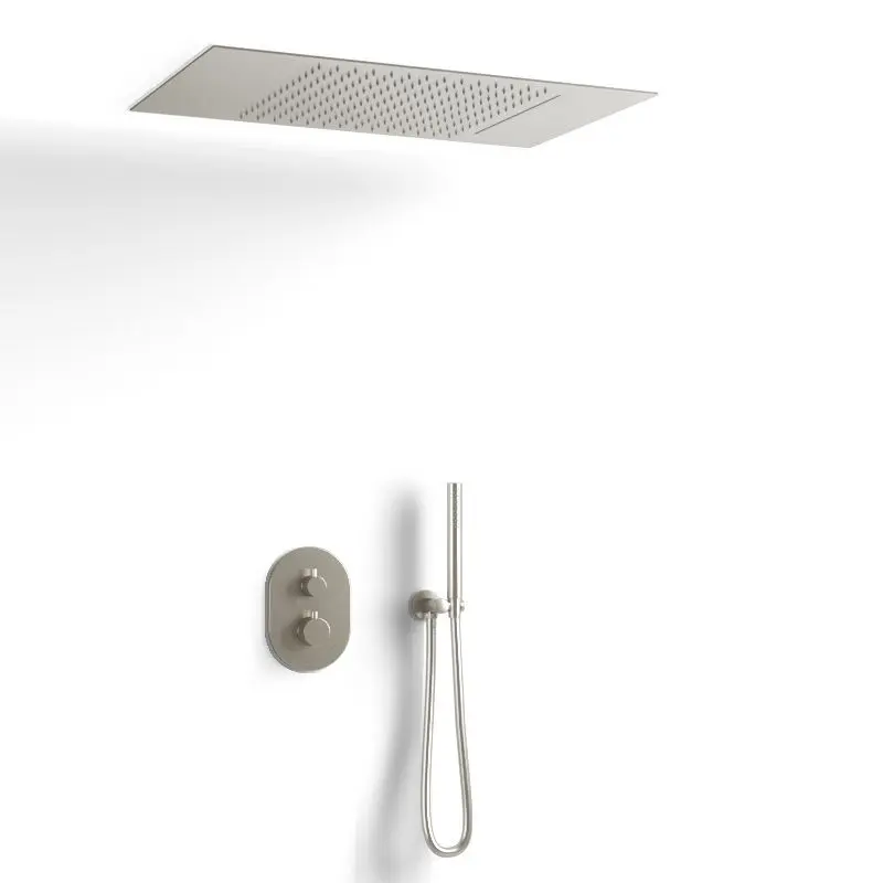 Composition de douche thermostatique avec ciel de pluie encastré inox brossé, Châtelet