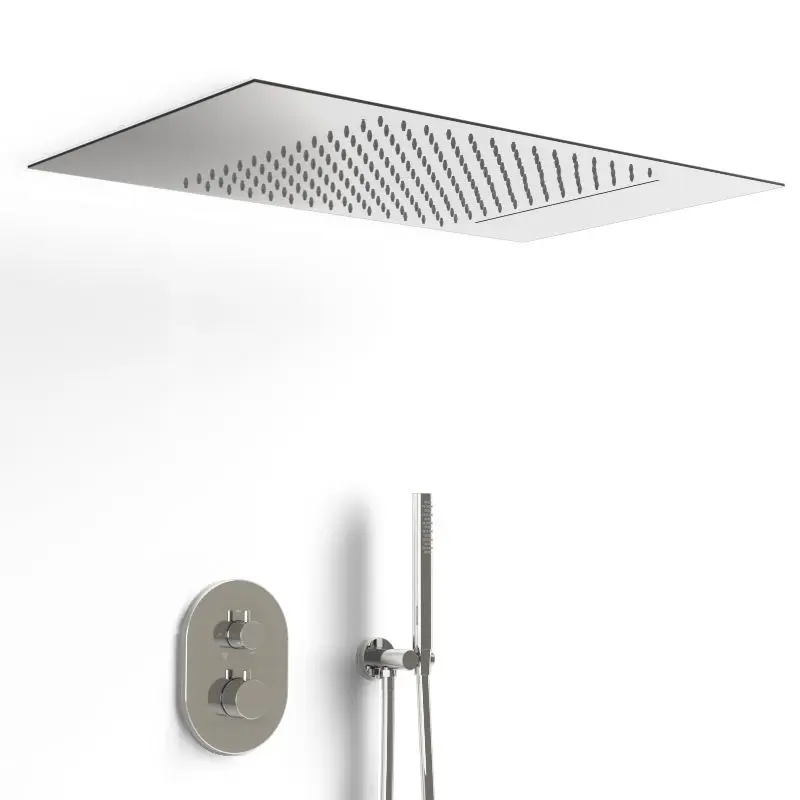 Composition de douche thermostatique avec ciel de pluie encastré chromé, Châtelet