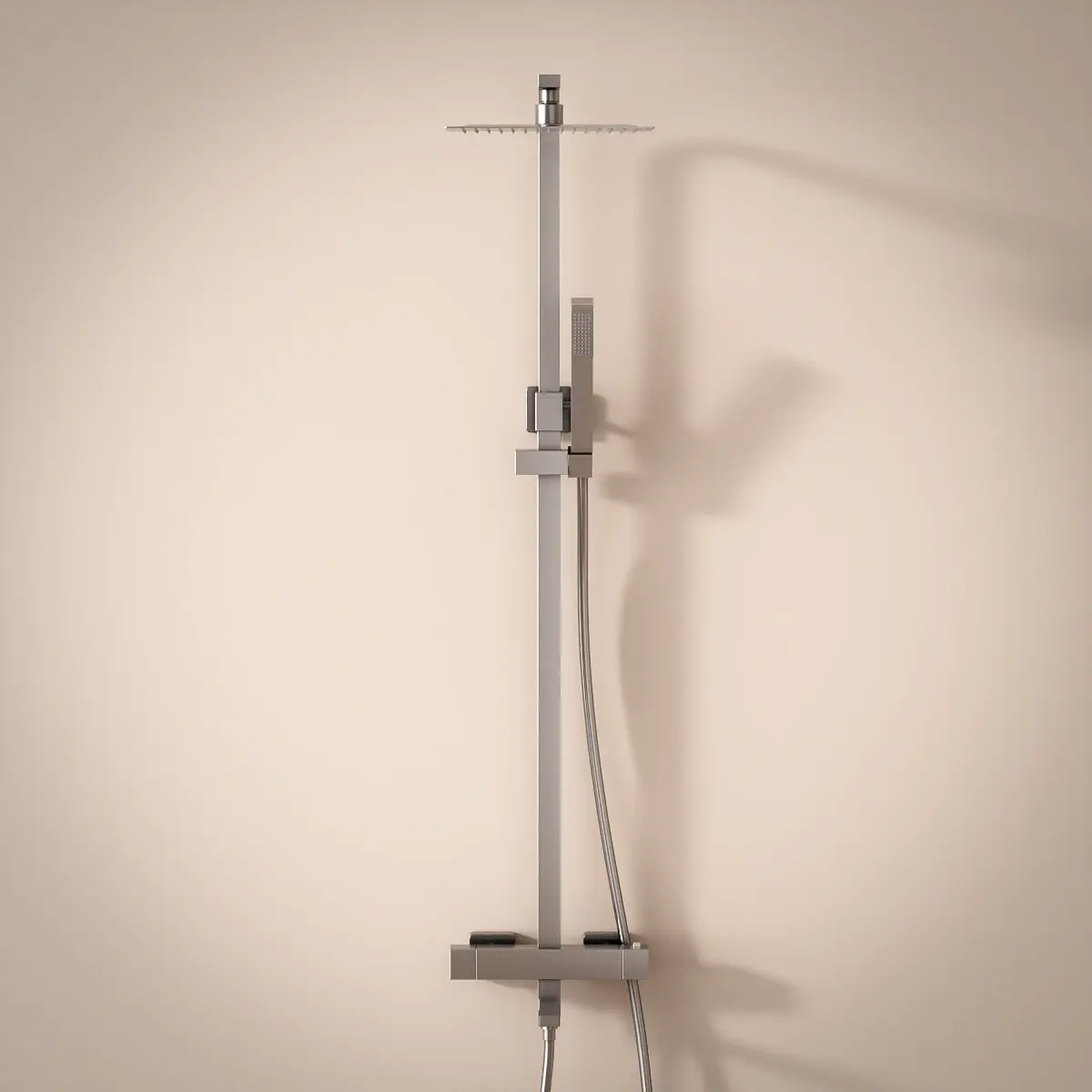 Colonne bain-douche avec mitigeur thermostatique, inox brossé avec douchette tube, Tuileries
