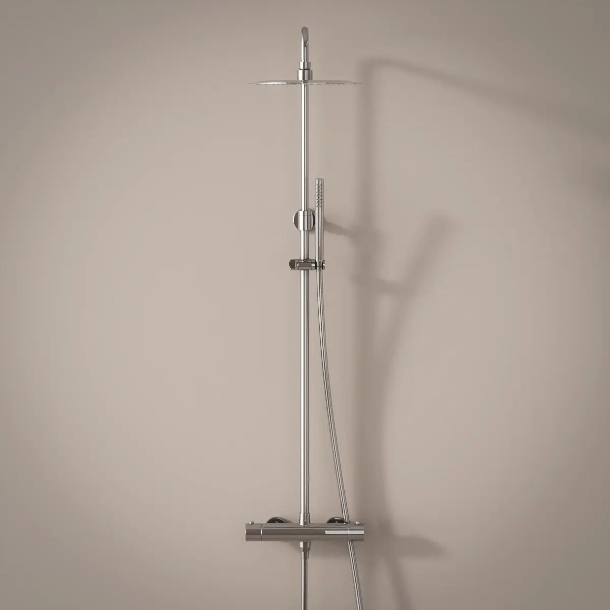 Colonne de douche avec mitigeur thermostatique, Ø25cm, Châtelet, chrome 
