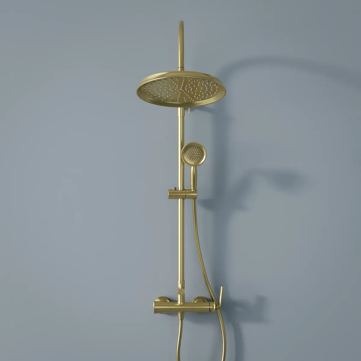 Colonne de douche avec mitigeur mécanique, doré brossé Art Déco