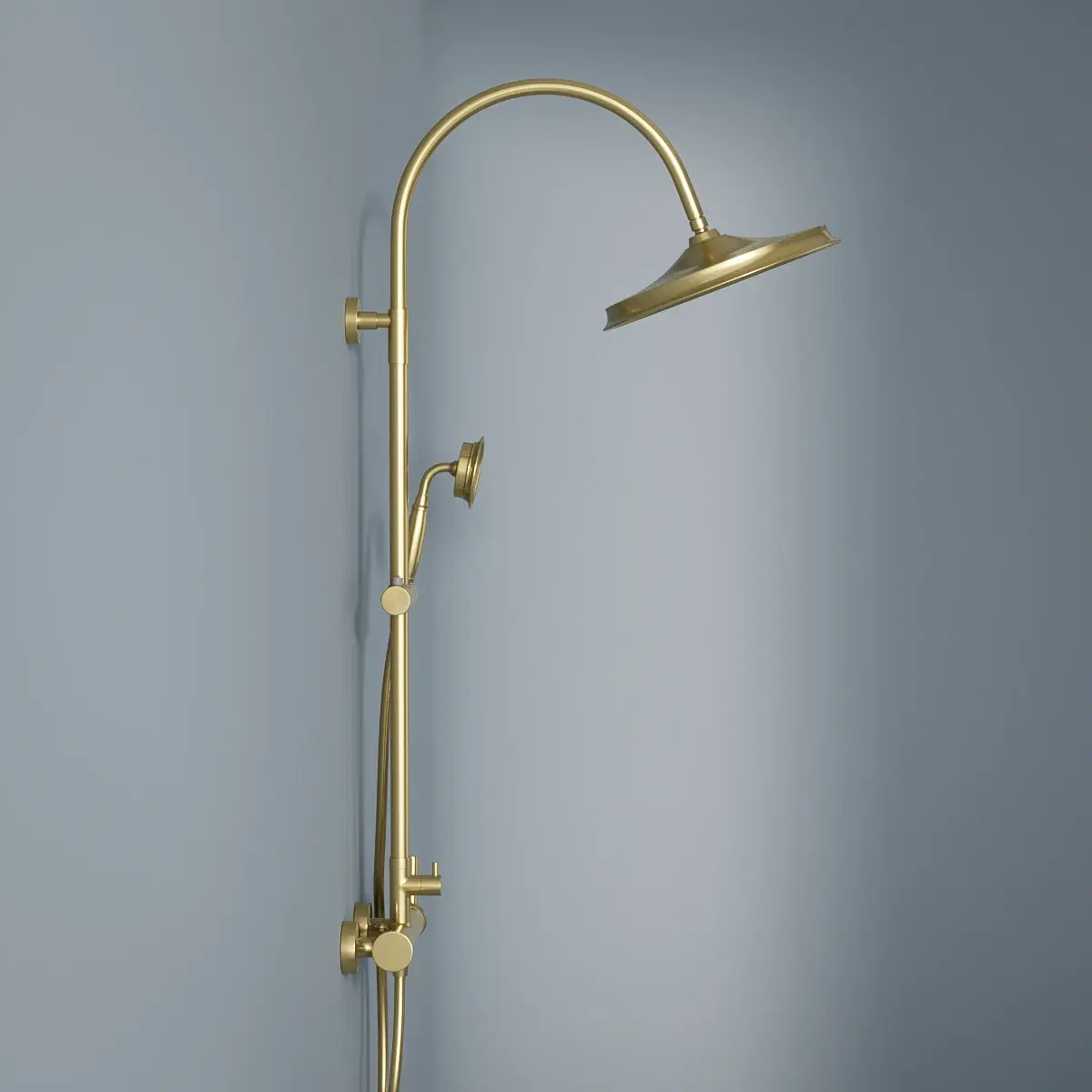 Colonne de douche avec mitigeur mécanique, doré brossé Art Déco