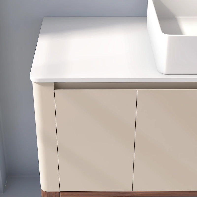 Meuble à poser beige, 120 cm, avec plan en résine minérale, Panthéon