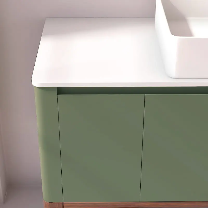 Meuble à poser vert jonc, 120 cm, avec plan en résine minérale, Panthéon
