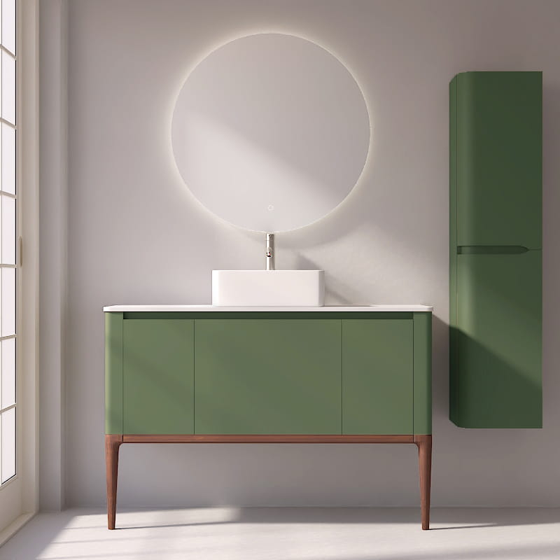 Meuble à poser vert jonc, 120 cm, avec plan en résine minérale, Panthéon