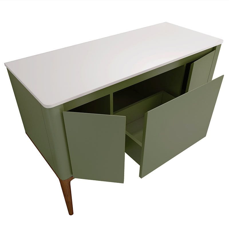Meuble à poser vert jonc, 120 cm, avec plan en résine minérale, Panthéon