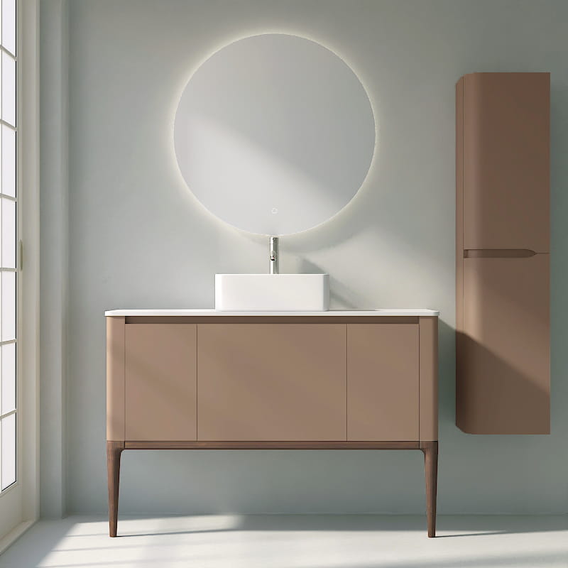 Meuble à poser cappuccino, 120 cm, avec plan en résine minérale, Panthéon