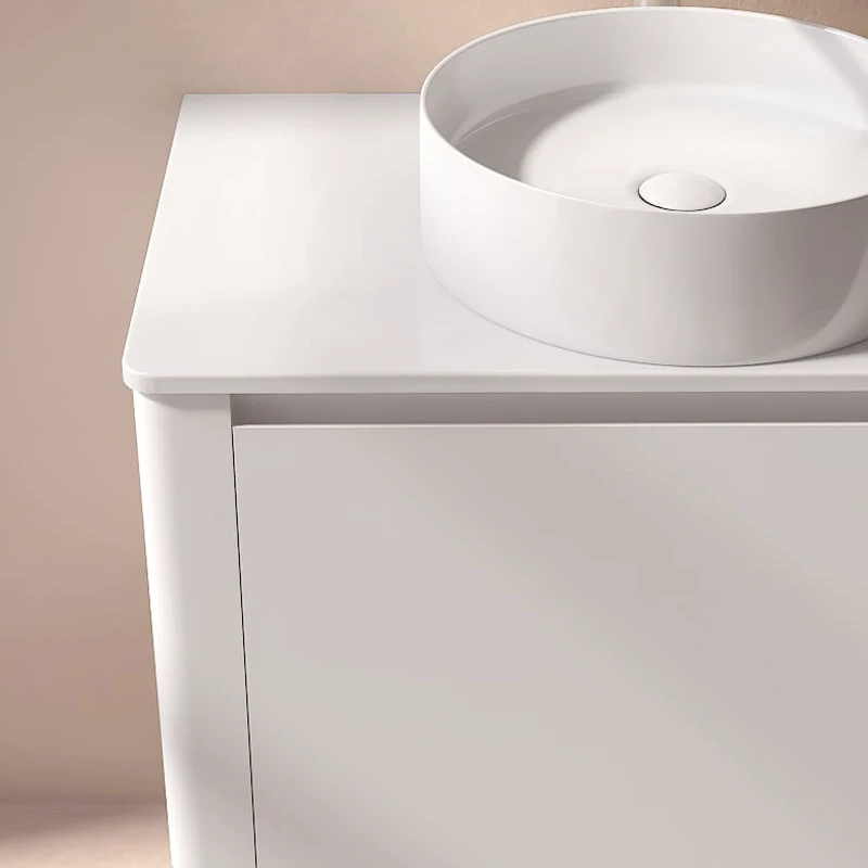 Meuble suspendu blanc mat, 80 cm, avec plan en résine minérale, Panthéon