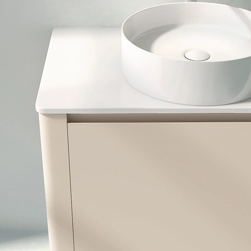 Meuble suspendu beige, 80 cm, avec plan en résine minérale, Panthéon