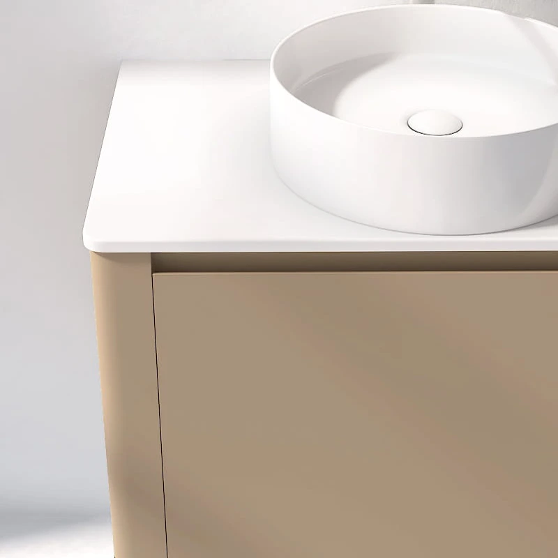 Meuble suspendu cappuccino, 80 cm, avec plan en résine minérale, Panthéon