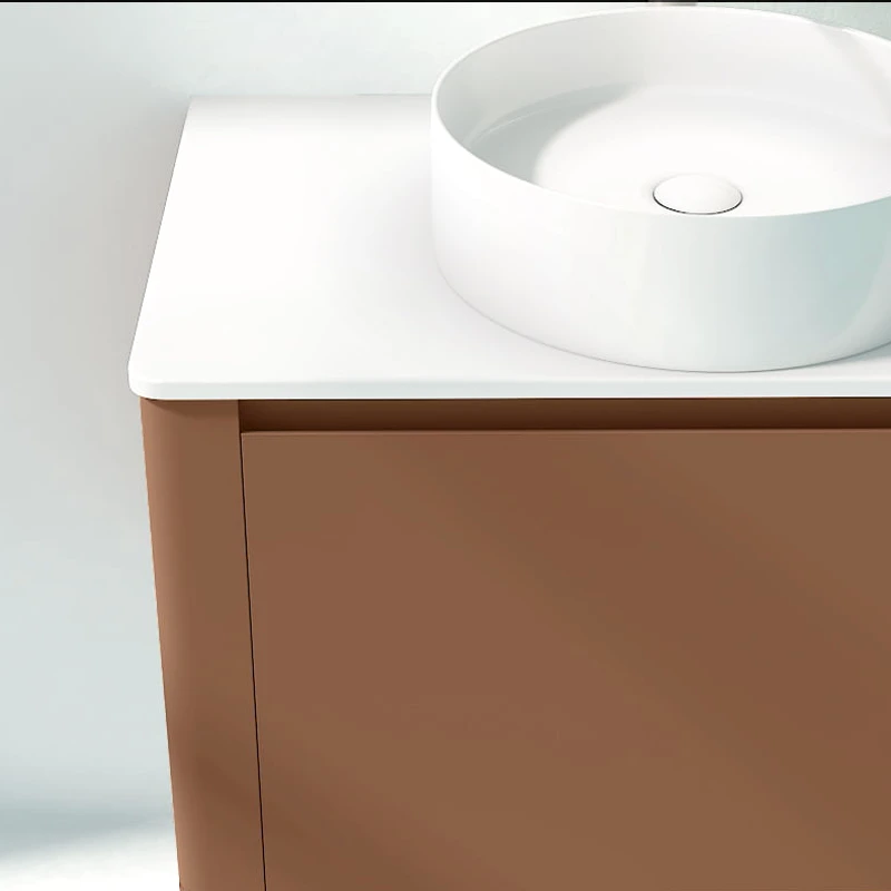 Meuble suspendu ocre, 80 cm, avec plan en résine minérale, Panthéon