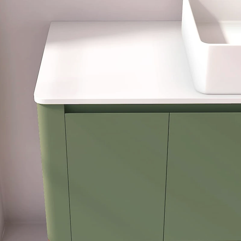 Meuble suspendu vert jonc, 120 cm, avec plan en résine minérale, Panthéon