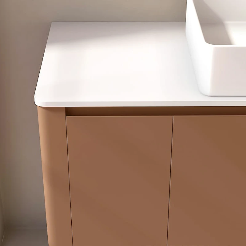 Meuble suspendu ocre, 120 cm, avec plan en résine minérale, Panthéon