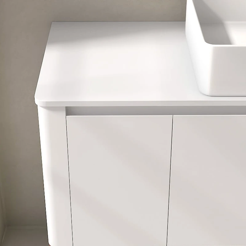 Meuble suspendu blanc mat, 120 cm, avec plan en résine minérale, Panthéon