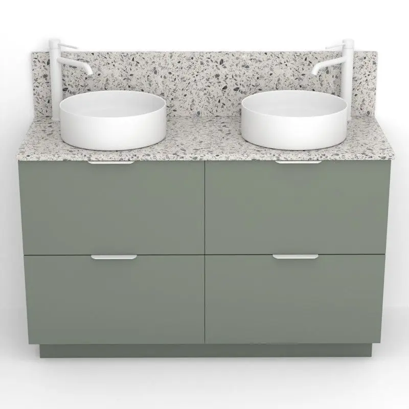 Meuble Alma 120Cm 2T+2T+Plinthe Vert Arg+Plan Kala