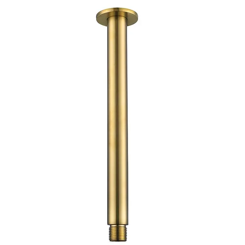 Composition mitigeur de douche thermostatique encastré doré brossé, bras plafond, Châtelet 