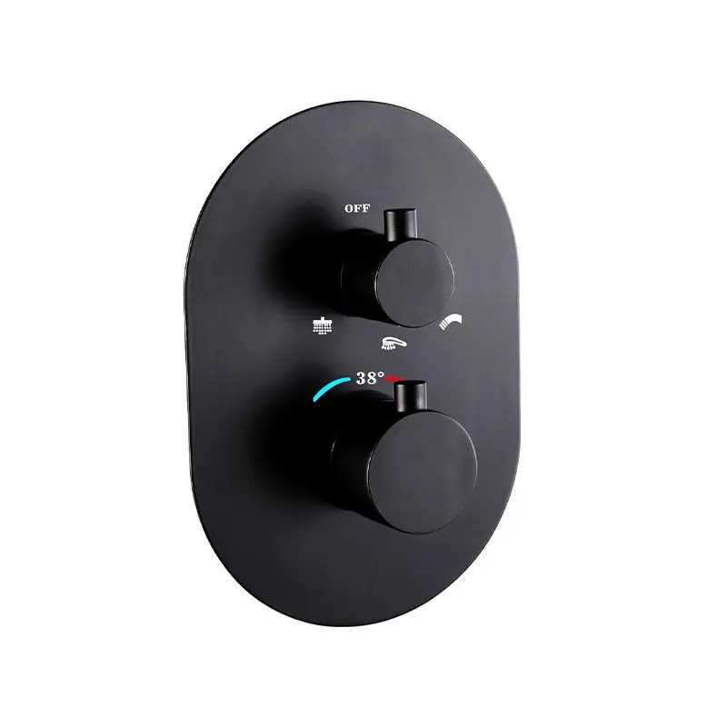 Composition mitigeur de douche thermostatique encastré noir brossé PVD, bras plafond, Châtelet 