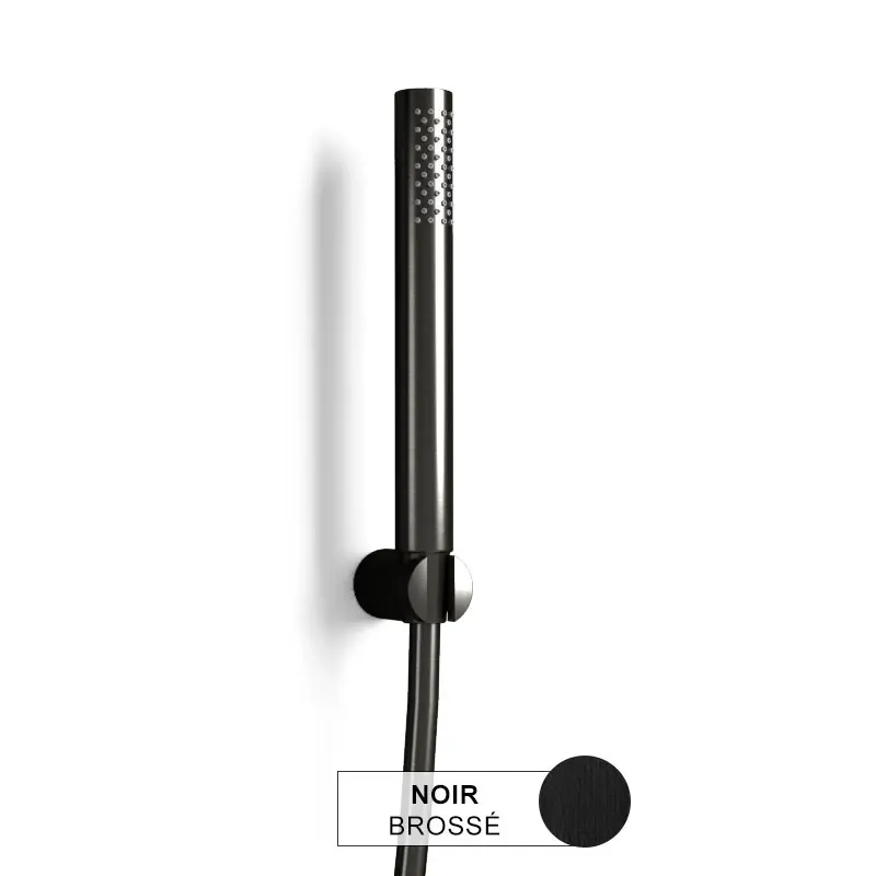 Mitigeur douche externe, crochet et douchette tube, noir mat, Châtelet 
