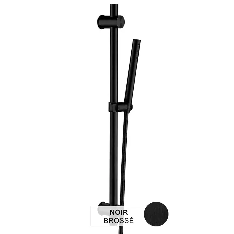 Mitigeur douche externe, barre et douchette tube, noir mat, Chatelet 