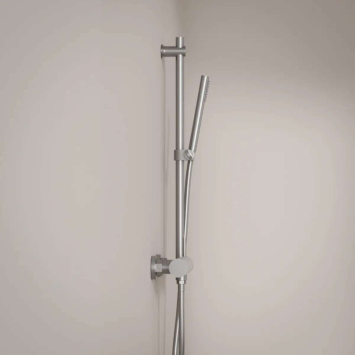 Mitigeur douche externe, barre et douchette tube, Inox brossé, Chatelet 