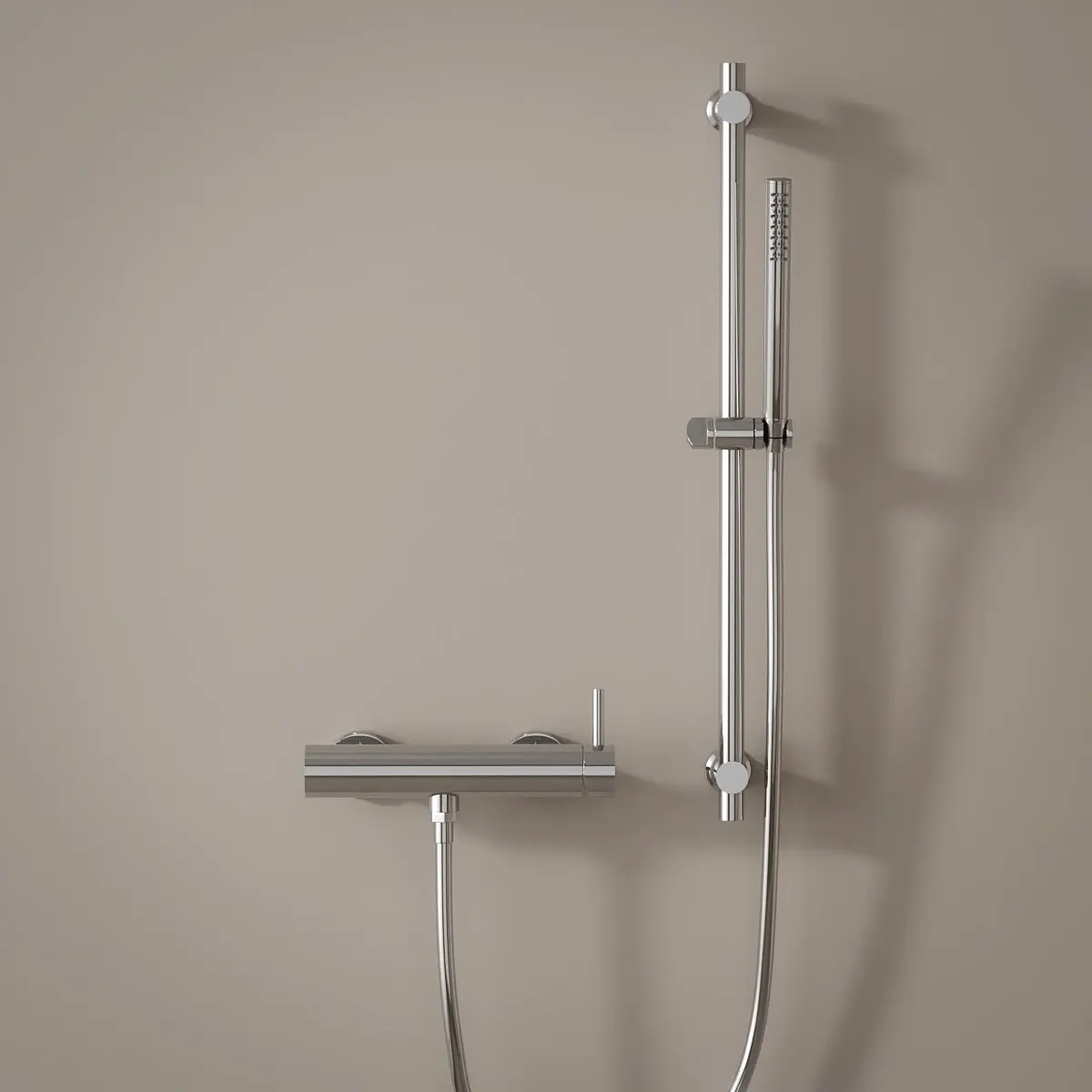 Mitigeur douche externe, barre et douchette tube, Chromé, Chatelet