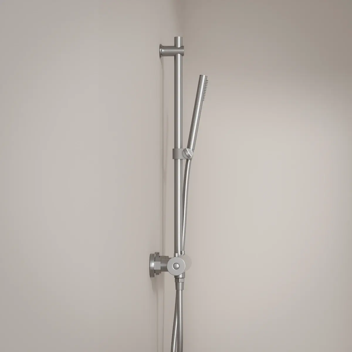 Mitigeur douche Thermostatique externe, barre et douchette tube, Inox brossé, Chatelet 
