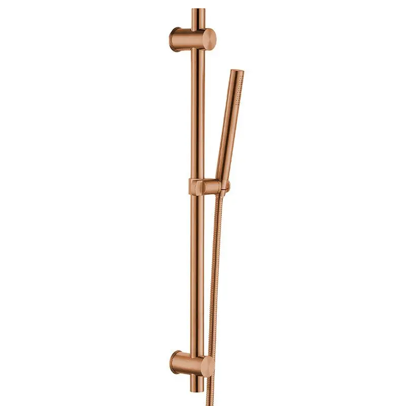 Mitigeur douche Thermostatique externe, barre et douchette tube, Doré Rose brossé, Chatelet  