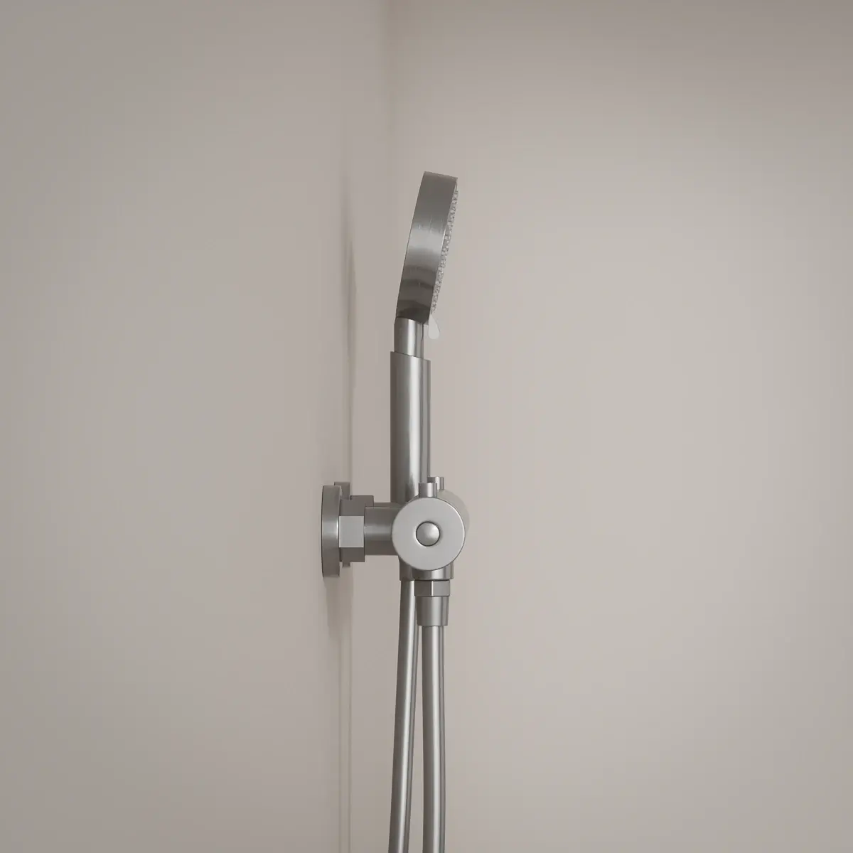 Mitigeur douche Thermostatique externe, support et douchette ronde, inox brossé, Chatelet