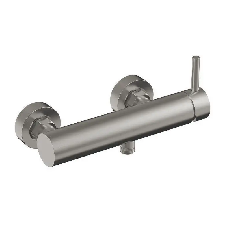 Mitigeur douche externe, crochet et douchette ronde, inox brossé, Châtelet