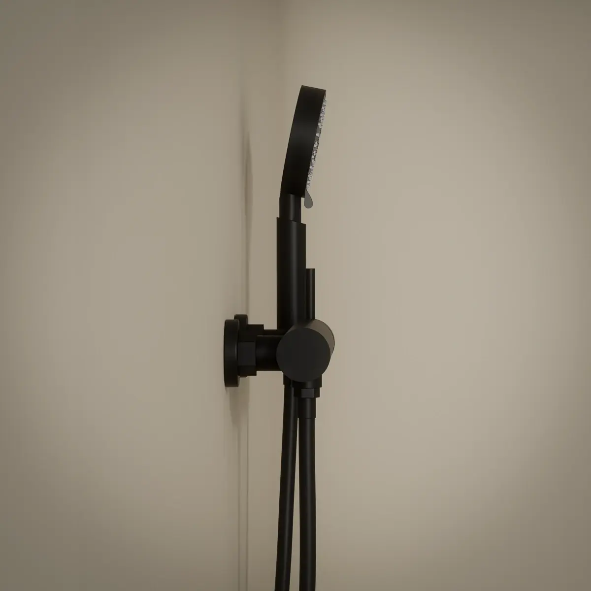 Mitigeur douche externe, crochet et douchette ronde, noir mat, Châtelet