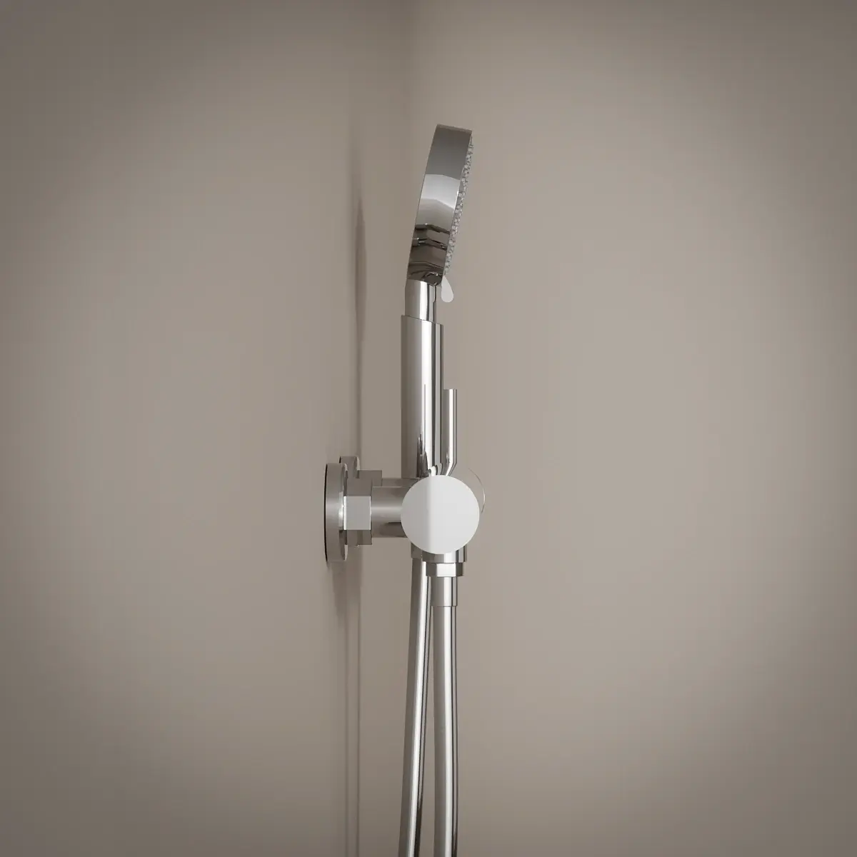 Mitigeur douche externe, crochet et douchette ronde, chrome, Châtelet 