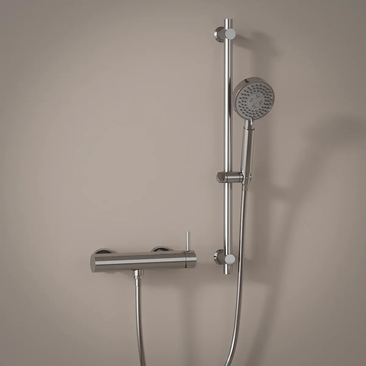 Mitigeur douche externe, barre et douchette ronde, chrome, Châtelet