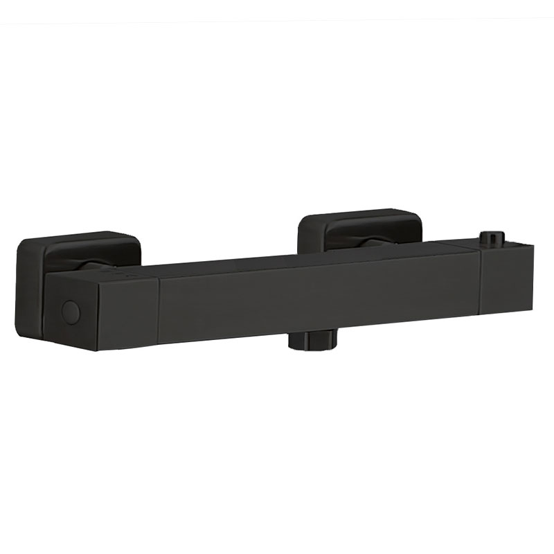 Robinet mitigeur thermostatique de douche, noir mat avec set de douche, Tuileries 