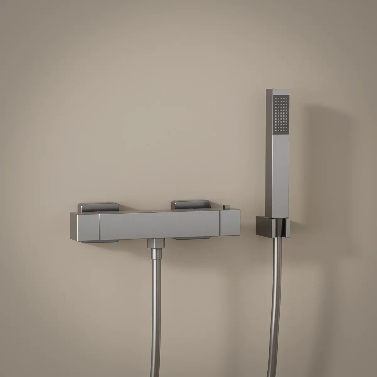Robinet mitigeur thermostatique de douche, inox brossé avec set de douche, Tuileries 