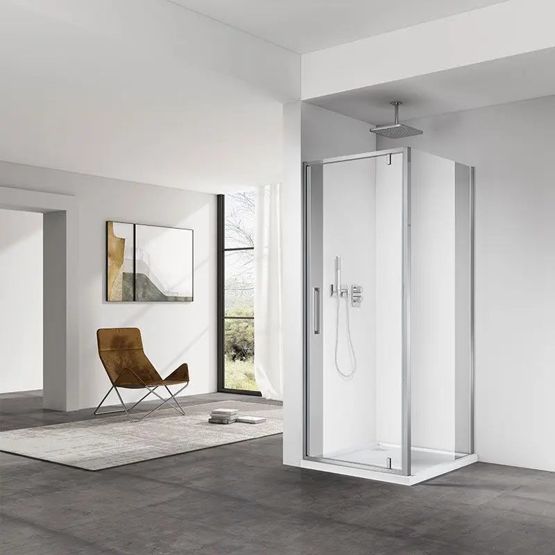 Cabine de douche pivotante, Sur mesure de 58 à 95,4 cm, retour de 70 à 100cm Chrome, Arena  