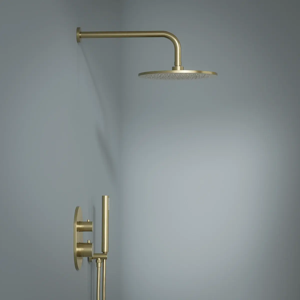 Composition mitigeur de douche thermostatique encastré doré brossé, Châtelet