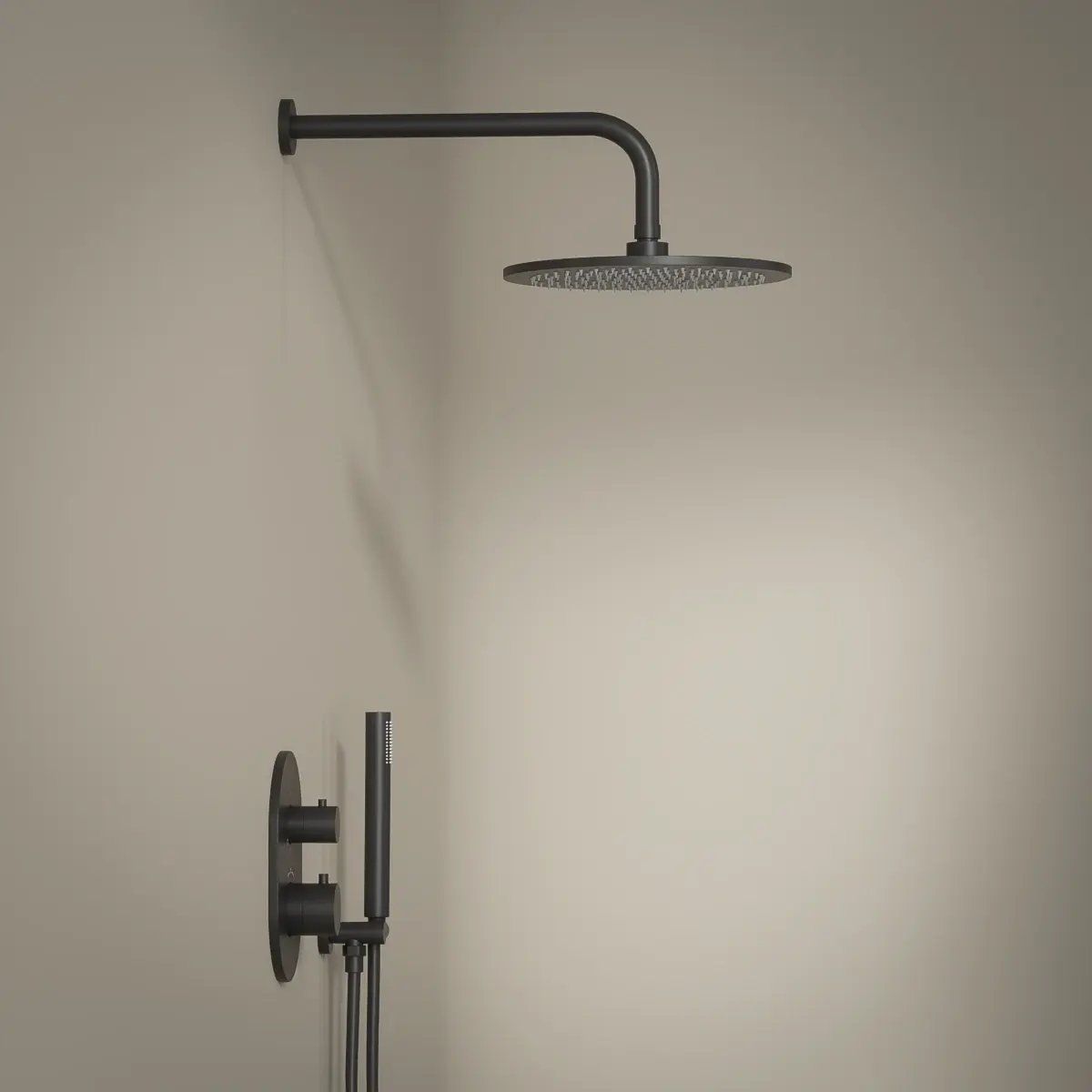 Composition mitigeur de douche thermostatique encastré noir brossé PVD, Châtelet