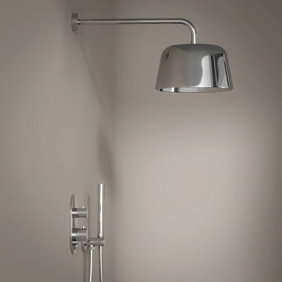 Composition mitigeur de douche encastrée avec pomme cloche inox poli, Châtelet